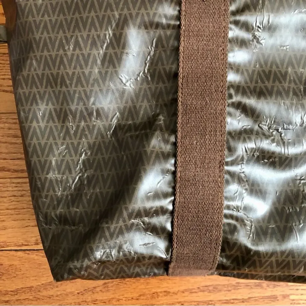 Valentino V Monogram Authentic Brown Coated Canvas Zip Tote Vintage travel bag